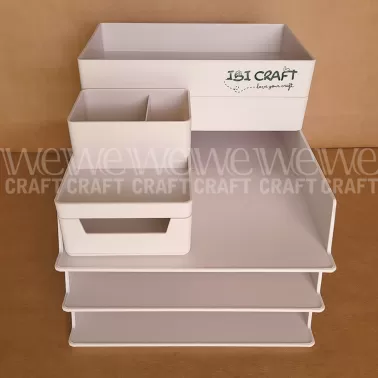 Organizador de Escritorio Apilable Ibi Craft Blanco x 6 piezas