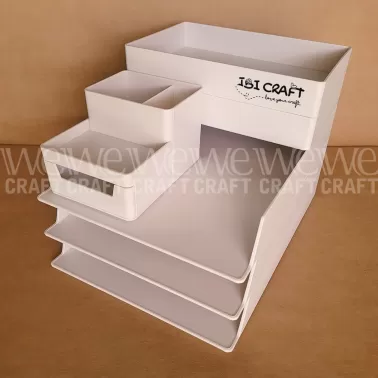 Organizador de Escritorio Apilable Ibi Craft Blanco x 6 piezas