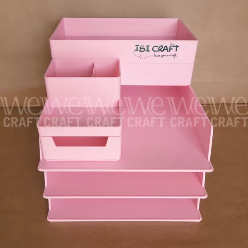 Organizador de Escritorio Apilable Ibi Craft Rosa x 6 piezas