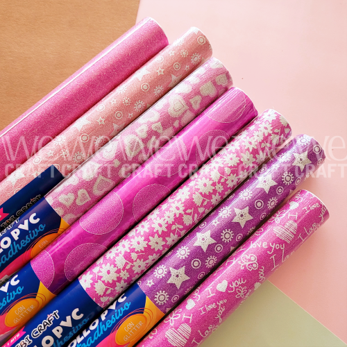 PVC Autoadhesivo 45 cm x 1 Metro Color Rosa Con Margaritas