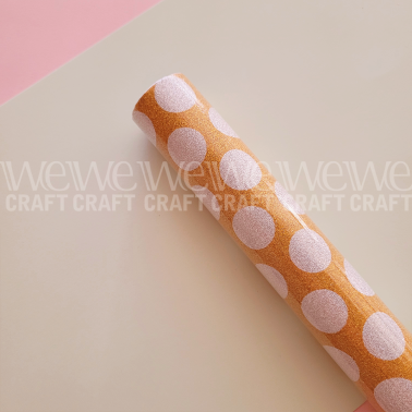 PVC Autoadhesivo 45 cm x 1 Metro Color Oro Con Circulos