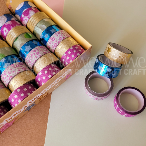 Box Washi Tapes Glitter Design x 48 unidades x 4 metros