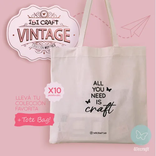 Colección Vintage Ibicraft x 10 + Tote Bag "All you need is craft"