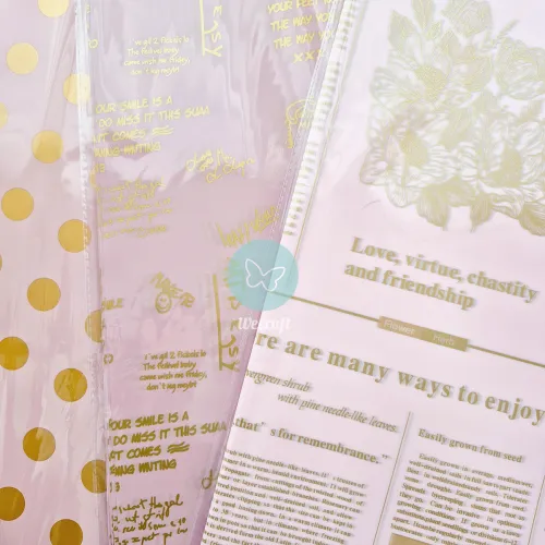 Papel coreano "Golden Dots" rosa y oro 20 Unidades