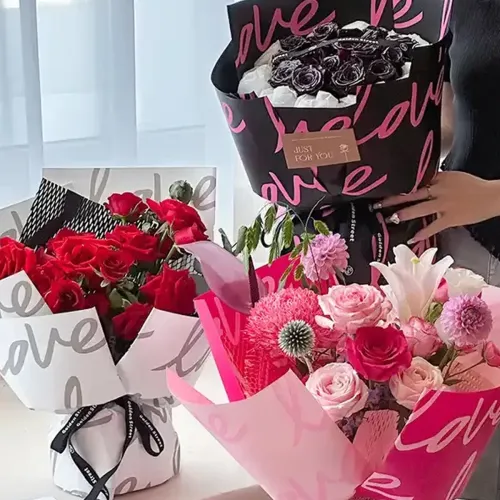 Papel coreano "Fleur Newspaper" rosa y negro 20 Unidades