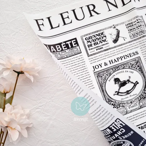 Papel coreano "Fleur Newspaper" Blanco y Negro