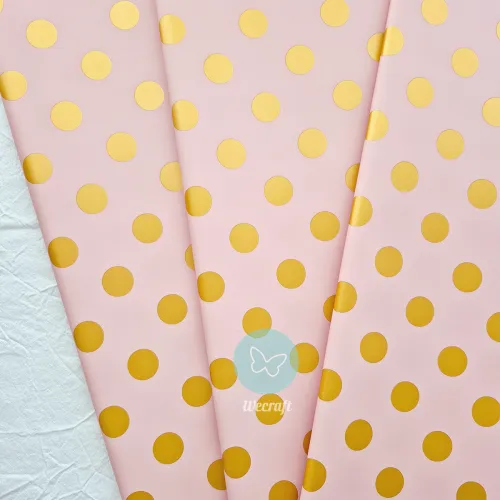 Papel coreano "Golden Dots" rosa y oro 20 Unidades
