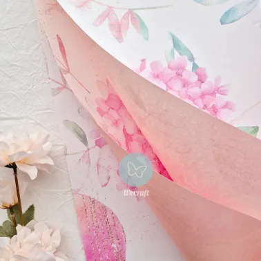 Papel coreano "Floral & Pink" 20 Unidades
