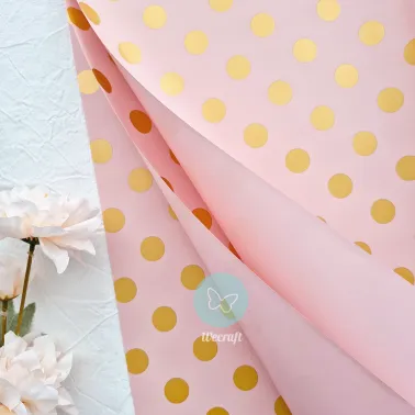 Papel coreano "Golden Dots" rosa y oro 20 Unidades