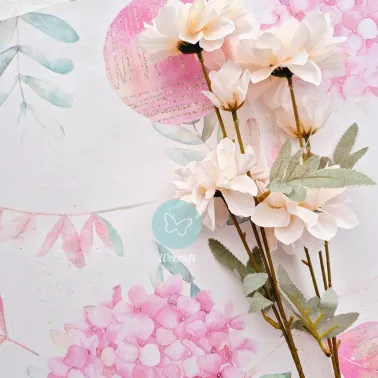 Papel coreano "Floral & Pink" 20 Unidades