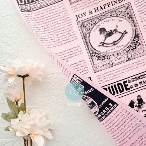 Papel coreano "Fleur Newspaper" Rosa y Negro
