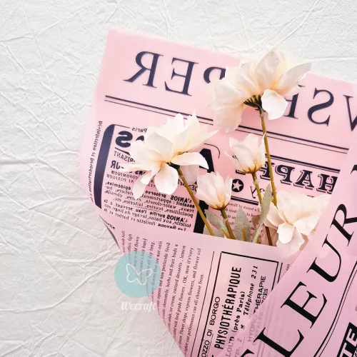 Papel coreano "Fleur Newspaper" rosa y negro 20 Unidades