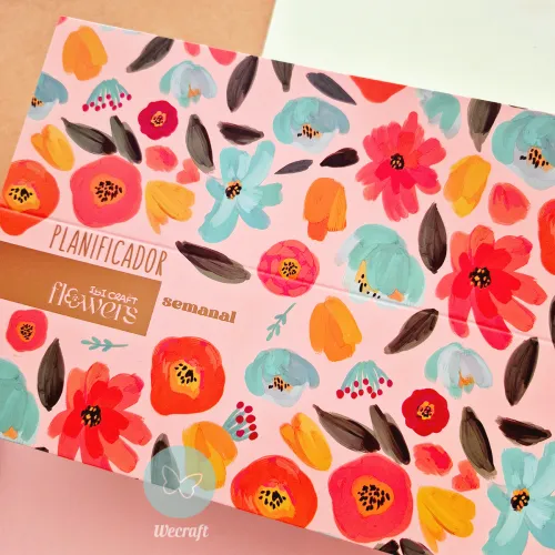 Planificador Semanal "Flowers" con base plegable y stickers
