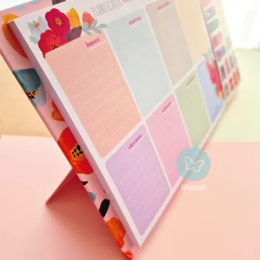 Planificador Semanal "Flowers" con base plegable y stickers