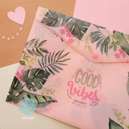 Sobre plástico con botón A4 Good Vibes