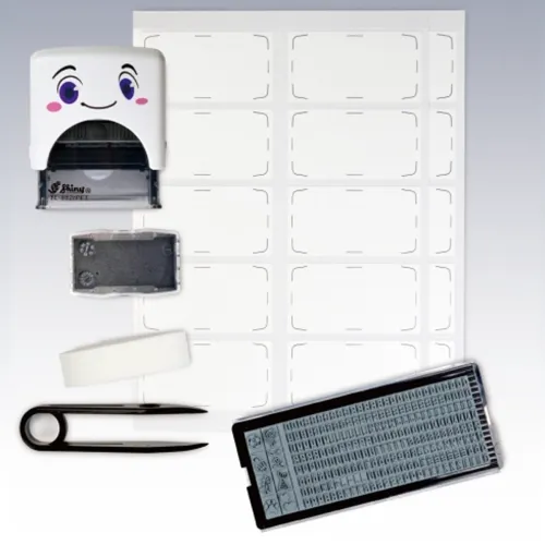 Sello para tela + etiquetas + cinta