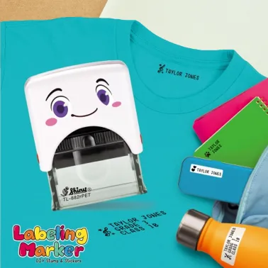 Sello para tela + etiquetas + cinta