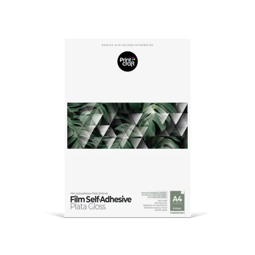 Film Glossy Autoadhesivo A4 5 hojas Color Plata