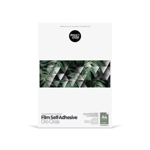 Film Glossy Autoadhesivo A4 5 hojas Color Oro