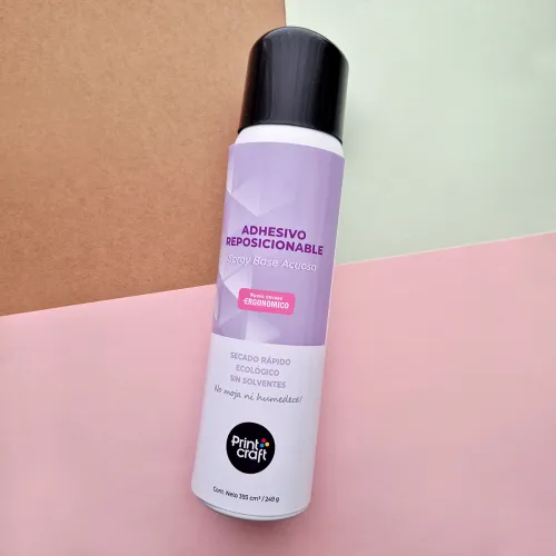 Aerosol Adhesivo Reposicionable Base Acuosa Envase Ergonómico