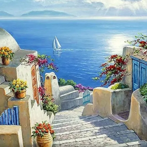 Diamond Painting 50x40 cm "Paisaje Mediterráneo"