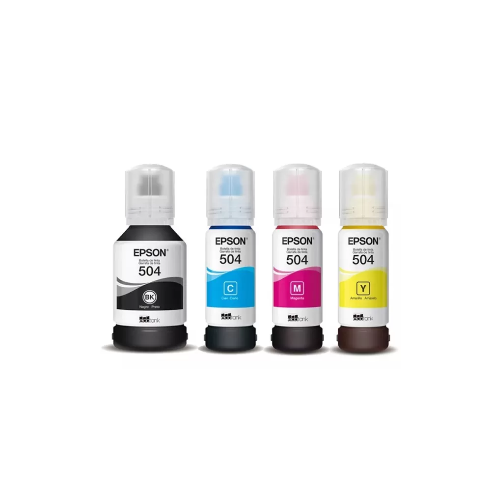 Tinta Original Epson T504 Negro 127 ml y Colores 70 ml para EcoTank L14150  L4160 L6191