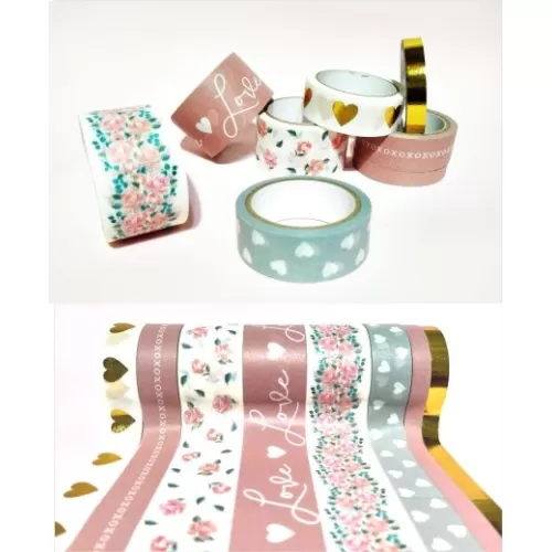 Washi Tapes Love x 5 metros x 8 diseños